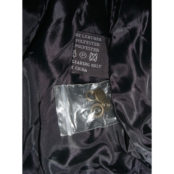 Vintage 90's Leather Jacket Black Gothic egirl alt Goth Whimsygoth Grunge y2k - Picture 14 of 16